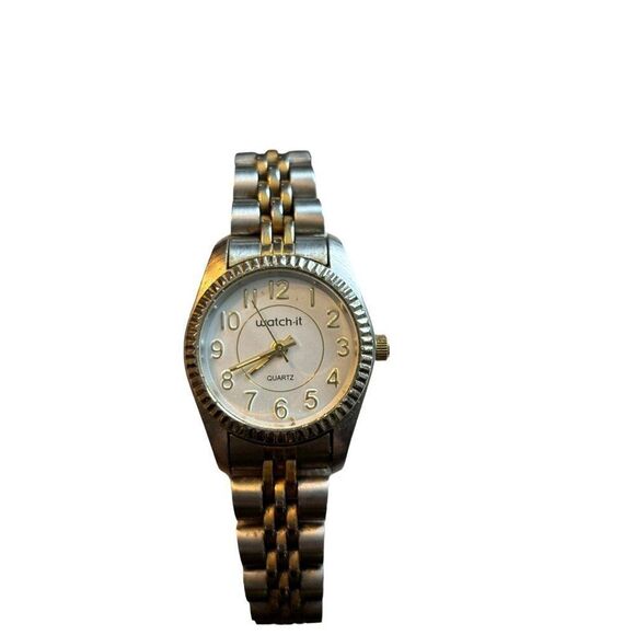 Watch-It Quartz Analog Watch With Two-Tone Stainless Steel Strap Case Diameter 1 - Picture 3 of 12